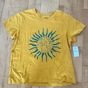 O'Neill Mustard Yellow Graphic Sun Tee with Teal Print